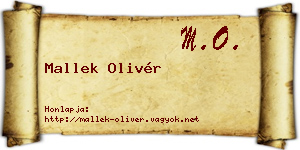 Mallek Olivér névjegykártya